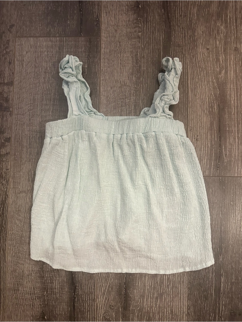 H & M Girls Light Blue Ruffled Strap Cotton-Blend Tank Top